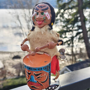 1950s MARX TOYS Mechanical Nutty Mad Native Wind Up Toy Japan